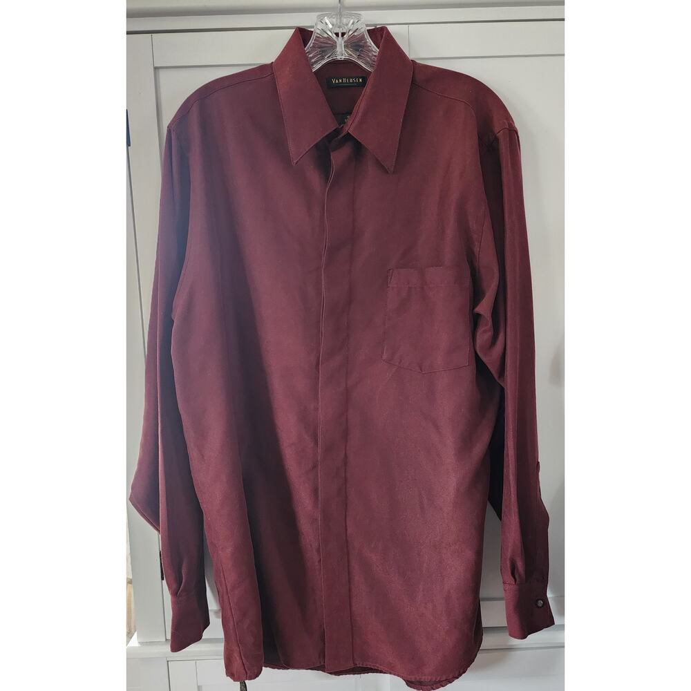 Van Heusen Men's Long Sleeve Button Down Microfiber Shirt 16  34/35